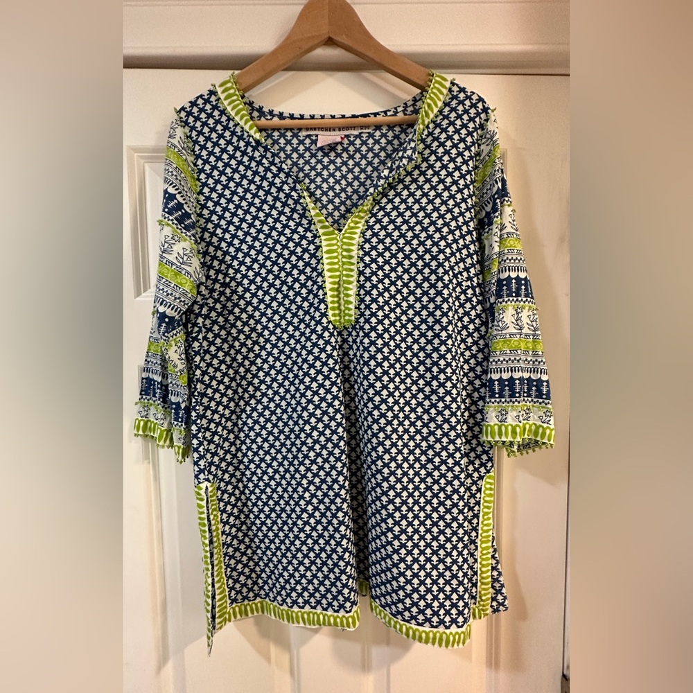 Gretchen Scott beaded tunic. XL.